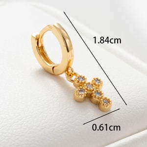 1 Piece Simple Series Simple Cross Copper Gold Color Material Zircon Women's Dangle Earrings h5 