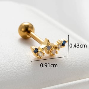 1 Piece Simple Series Copper Gold Color Material Zircon Women's Stud Earrings h5 