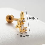 Gold color / 1 Piece Simple Series Copper Gold Color Material Zircon Women's Stud Earrings 