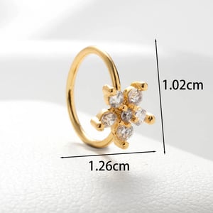 1 Piece Simple Series Simple Flower Copper Gold Color Material Zircon Women's Hoop Earrings h5 