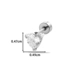 Silver color / 1 Piece Simple Series Classic Heart Titanium Steel Silver Color Material Zircon Women's Stud Earrings Picture2