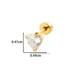 Gold color / 1 Piece Simple Series Classic Heart Titanium Steel Gold Color Material Zircon Women's Stud Earrings 