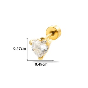 1 Piece Simple Series Classic Heart Titanium Steel Gold Color Material Zircon Women's Stud Earrings h5 