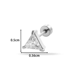 1 pezzo semplice serie classico triangolo titanio acciaio colore argento materiale zircone orecchini a bottone da donna h5 