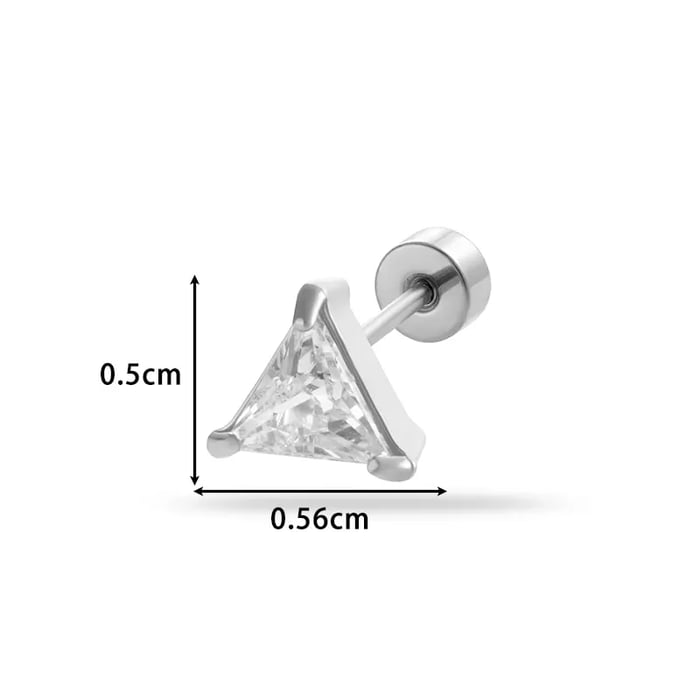 1 pezzo semplice serie classico triangolo titanio acciaio colore argento materiale zircone orecchini a bottone da donna 