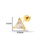 Colore oro / 1 pezzo semplice serie classico triangolo titanio acciaio colore oro materiale zircone orecchini a perno da donna Immagine3