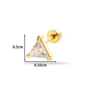 1 Stück Simple Series Klassisches Dreieck Titanstahl Goldfarbenes Material Zirkon Damen Ohrstecker h5 