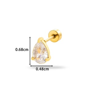 Boucles d'oreilles à tige en acier titane et zircon pour femme, série simple, classique, couleur or, 1 pièce h5 