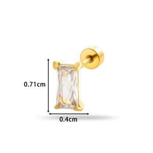 1 Piece Simple Series Classic Rectangle Titanium Steel Gold Color Material Zircon Women's Stud Earrings h5 