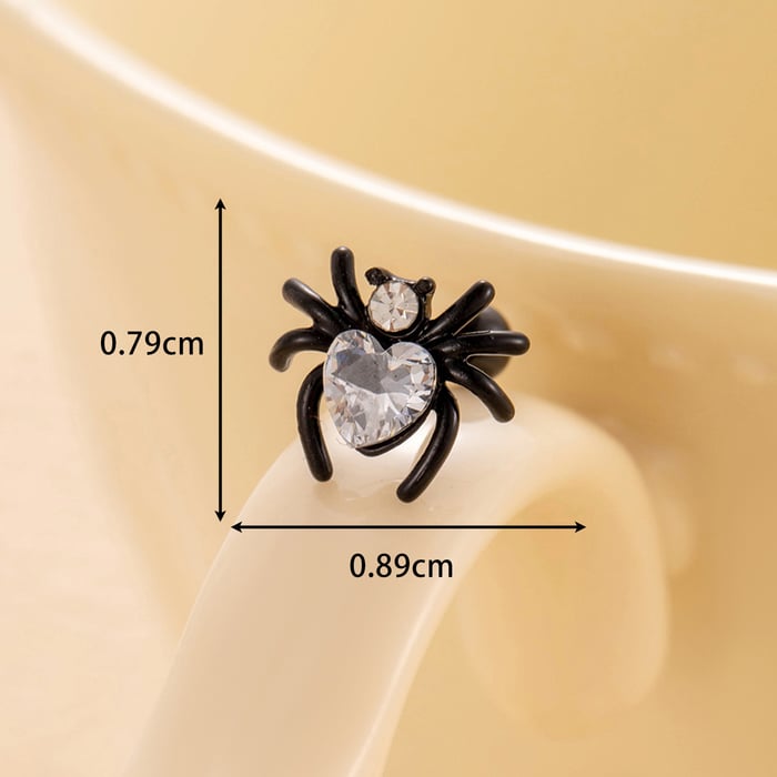 1 Piece Simple Series Classic Spider Titanium Steel Black White Color Material Zircon Women's Stud Earrings 