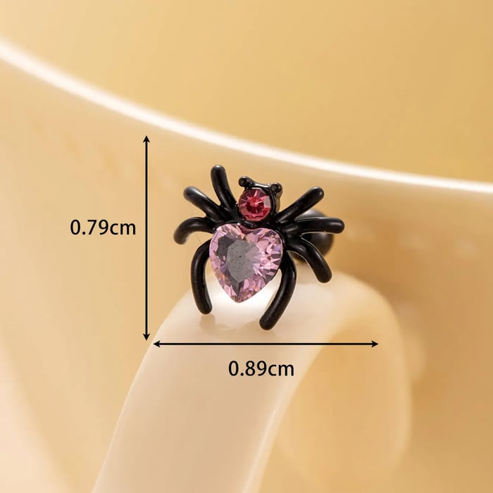 1 Piece Simple Series Classic Spider Titanium Steel Pink Color Material Zircon Women's Stud Earrings 