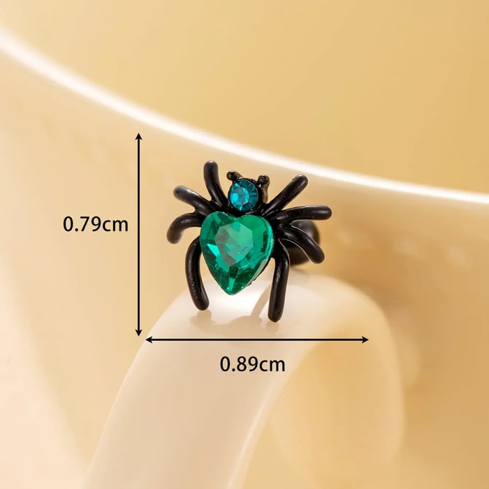 1 Piece Simple Series Classic Spider Titanium Steel Green Color Material Zircon Women's Stud Earrings 