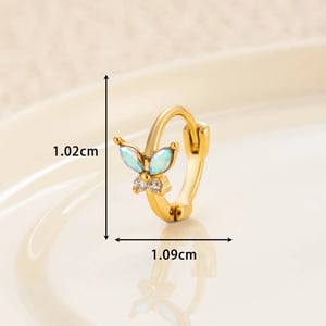 1 Piece Simple Series Classic Butterfly Copper Gold Color Material Zircon Women's Hoop Earrings h5 