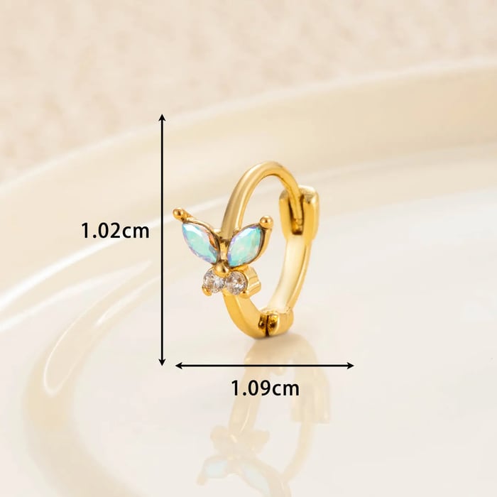 1 Piece Simple Series Classic Butterfly Copper Gold Color Material Zircon Women's Hoop Earrings 