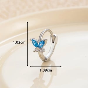 1 Piece Simple Series Classic Butterfly Copper Silver Color Material Zircon Women's Hoop Earrings h5 