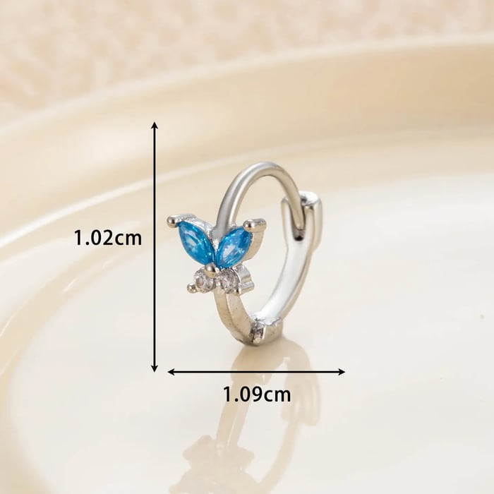 1 Piece Simple Series Classic Butterfly Copper Silver Color Material Zircon Women's Hoop Earrings 