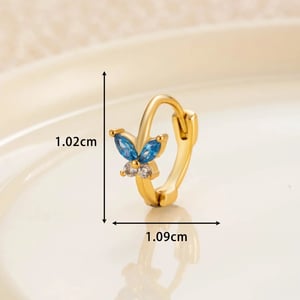 1 Piece Simple Series Classic Butterfly Copper Gold Color Material Zircon Women's Hoop Earrings h5 