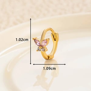 1 Piece Simple Series Classic Butterfly Copper Gold Color Material Zircon Women's Hoop Earrings h5 