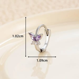 1 pezzo semplice serie classica farfalla rame argento colore materiale zircone orecchini a cerchio da donna h5 