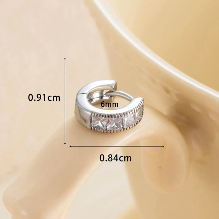 1 pezzo semplice serie classico geometrico rame argento colore materiale zircone orecchini a cerchio da donna 