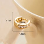 Gold color / 1 Piece Simple Series Classic Geometric Copper Gold Color Material Zircon Women's Hoop Earrings Picture2