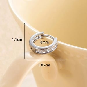 1 pezzo semplice serie classico geometrico rame argento colore materiale zircone orecchini a cerchio da donna h5 