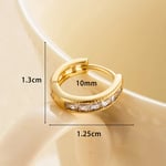 Gold color / 1 Piece Simple Series Classic Geometric Copper Gold Color Material Zircon Women's Hoop Earrings Picture3