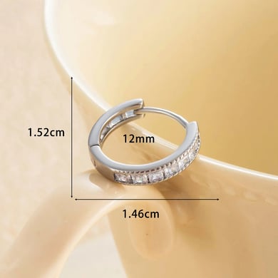 1 Piece Simple Series Classic Geometric Copper No Plating Material Zircon Women Hoop Earrings h5 