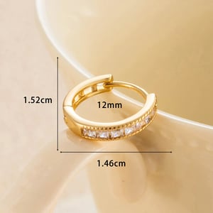 1 Piece Simple Series Classic Geometric Copper Gold Color Material Zircon Women's Hoop Earrings h5 