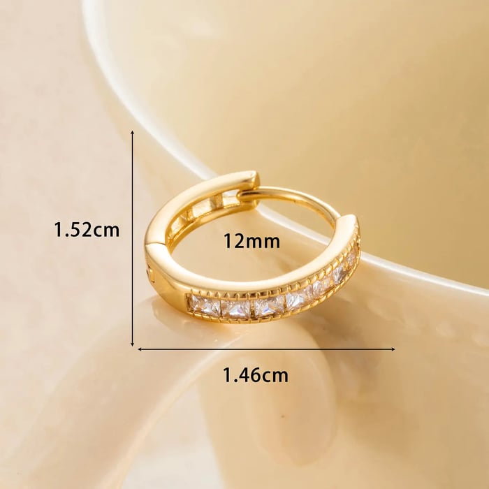 1 Piece Simple Series Classic Geometric Copper Gold Color Material Zircon Women's Hoop Earrings 