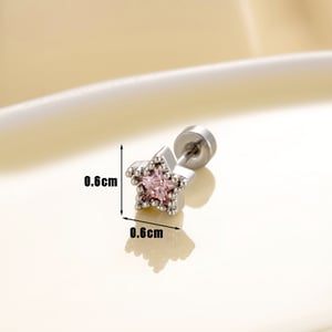 1 Piece Simple Series Classic Star Titanium Steel Silver Color Material Zircon Women's Stud Earrings h5 