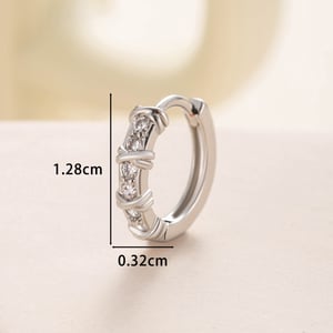 1 Piece Simple Series Simple Geometric Copper Silver Color Material Zircon Women's Hoop Earrings h5 