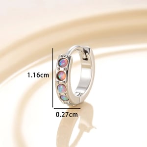 1 Piece Simple Series Simple Geometric Copper Silver Color Material Artificial Gemstone Women's Hoop Earrings h5 