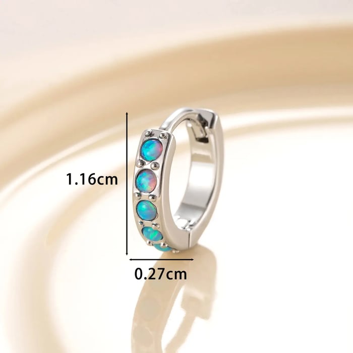 1 Piece Simple Series Simple Geometric Copper Silver Color Material Artificial Gemstone Women's Hoop Earrings 