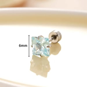 1 Piece Simple Series Simple Geometric Titanium Steel Silver Color Material Zircon Women's Stud Earrings h5 