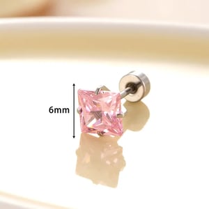 1 Piece Simple Series Simple Geometric Titanium Steel Silver Color Material Zircon Women's Stud Earrings h5 