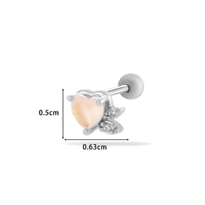 1 Stück Simple Series Simple Heart Titanstahl Silberfarbenes Material Zirkon Damen Ohrstecker h5 