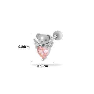 1 pezzo semplice serie semplice cuore titanio acciaio colore argento materiale zircone orecchini a bottone da donna h5 