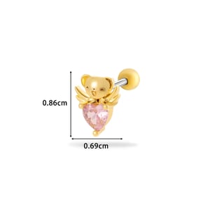 1 Piece Simple Series Simple Heart Titanium Steel Gold Color Material Zircon Women's Stud Earrings h5 