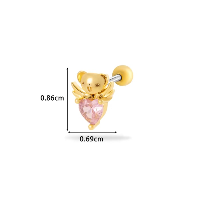 1 Piece Simple Series Simple Heart Titanium Steel Gold Color Material Zircon Women's Stud Earrings 