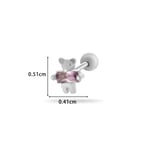 Silver color / 1 Piece Simple Series Simple Bear Titanium Steel Material Zircon Women's Stud Earrings Picture10