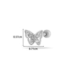 Silver color / 1 Piece Simple Series Simple Butterfly Titanium Steel Material Zircon Women's Stud Earrings Picture12