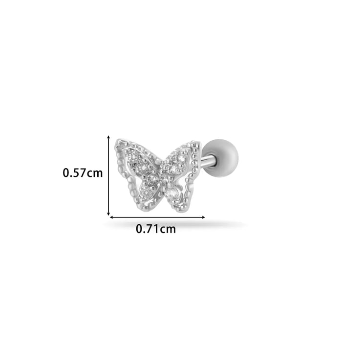1 pezzo semplice serie semplice farfalla titanio acciaio materiale zircone orecchini a perno da donna 