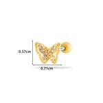 Gold color / 1 Piece Simple Series Simple Butterfly Titanium Steel Material Zircon Women's Stud Earrings Picture11