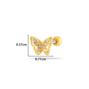 1 pezzo semplice serie semplice farfalla titanio acciaio materiale zircone orecchini a perno da donna h5 