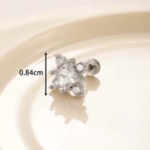 1 pezzo semplice serie semplice geometrico titanio acciaio materiale zircone orecchini a bottone da donna h5 