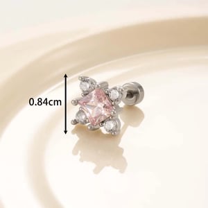 Boucles d'oreilles à tige géométriques simples en acier titane et zircon pour femme, série 1 pièce h5 