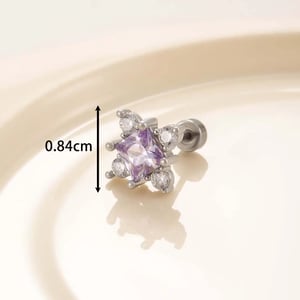 Boucles d'oreilles à tige géométriques simples en acier titane et zircon pour femme, série 1 pièce h5 