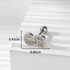 Boucles d'oreilles à tige en acier titane et zircon pour femme, série simple, classique, nœud papillon, 1 pièce h5 