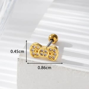 Boucles d'oreilles à tige en acier titane et zircon pour femme, série simple, classique, nœud papillon, 1 pièce h5 